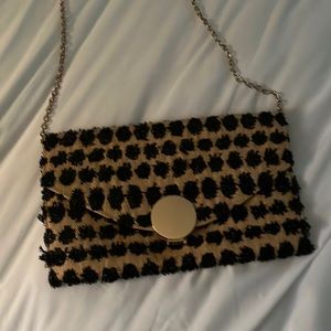straw clutch bag with gold chain